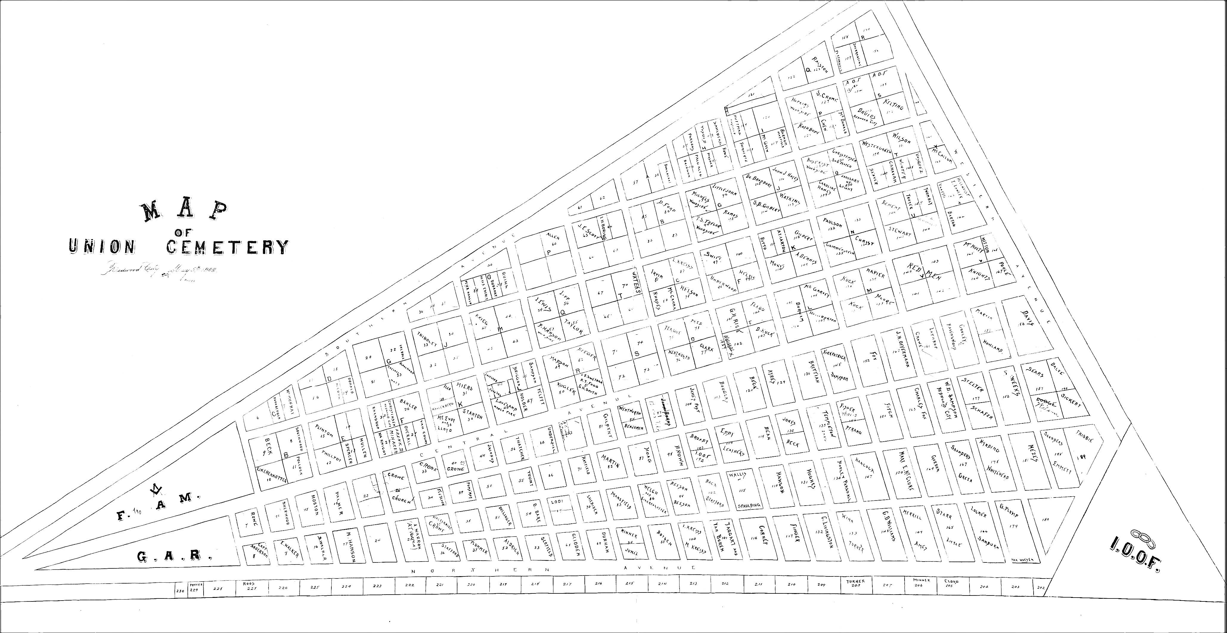 1909 Union Cemetery plot map - zoomable